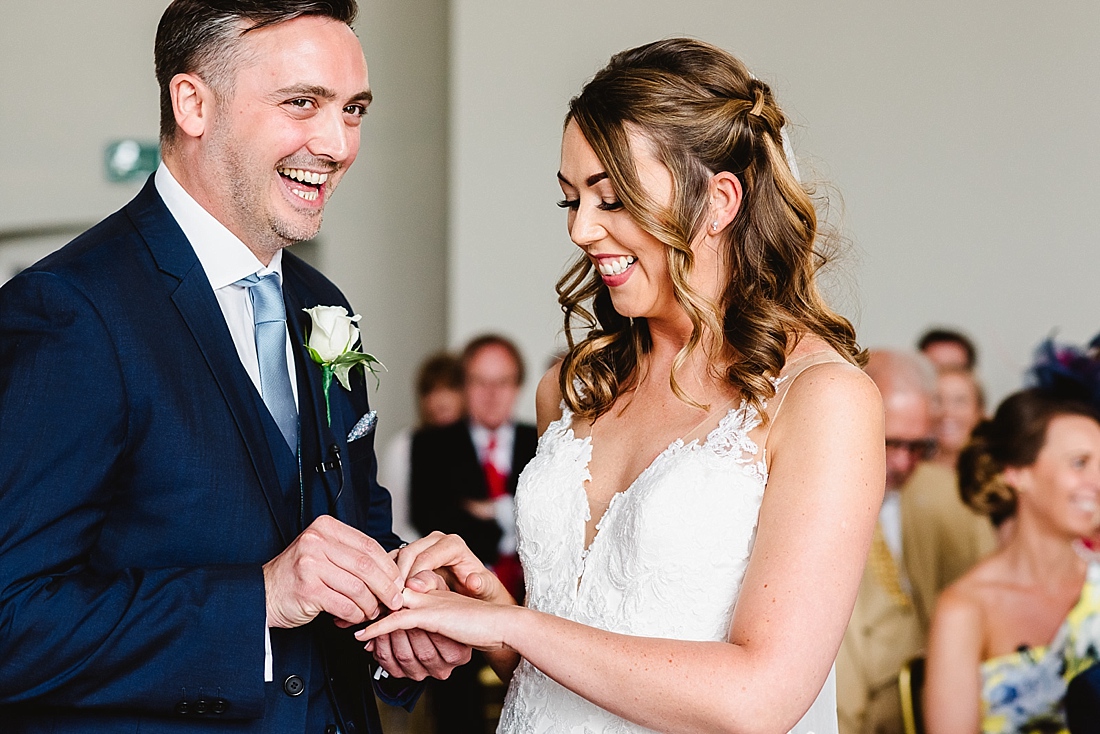 Bride getting ready with half-up hairstyle